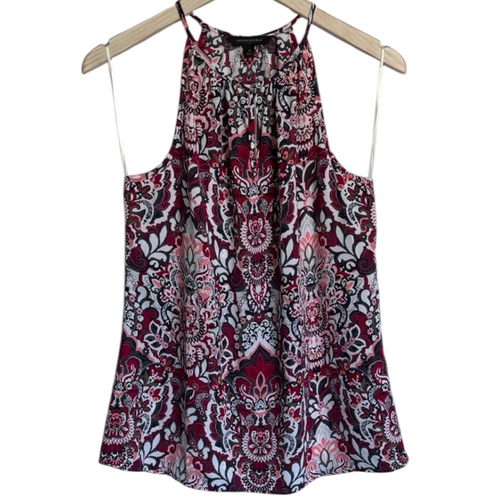 Banana Republic Floral Tank Top - Red and Black Women’s Medium